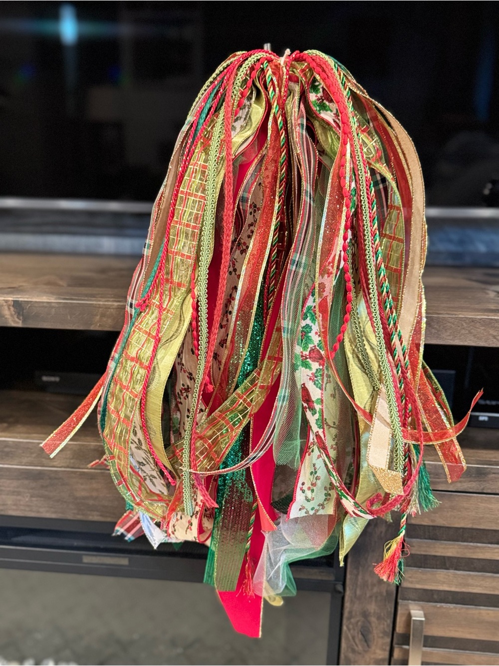 Festive Ribbon Cluster Holiday Décor in Red, Green, and Gold